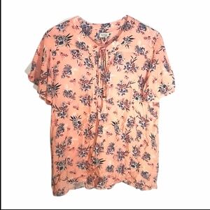 Rainforest Peach Floral Blouse with Tassels Sz XL